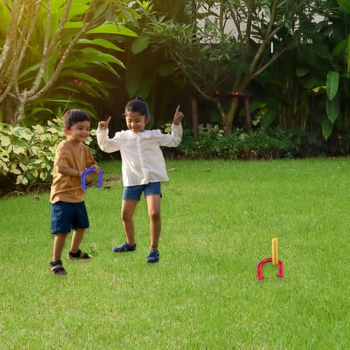 HEY! PLAY! Rubber Horseshoe Set - Perfect for Tailgating, Camping, Beach Days, and Backyard Fun - Suitable for Indoor and Outdoor Use (Black)