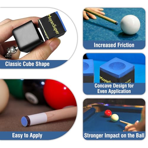 12-Piece Pool Cue Chalk Set Cube Chalk for Pool Cue Billiards Table Accessories with Storage Box,Blue