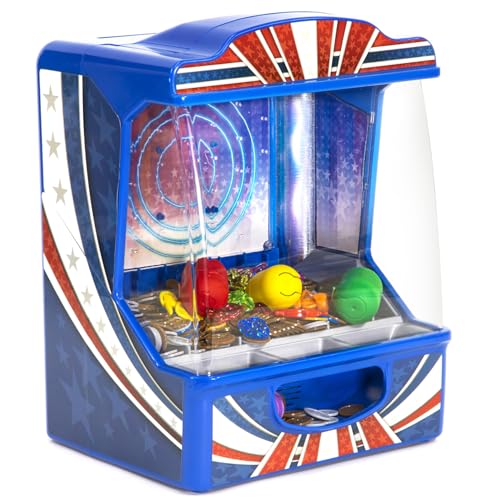 Merchant Ambassador Retro Arcade Electronic: Coin Pusher - Tabletop Game, Push The Coins Over The Edge to Win, 1 Player, Ages 6+ - style: Coin Pusher