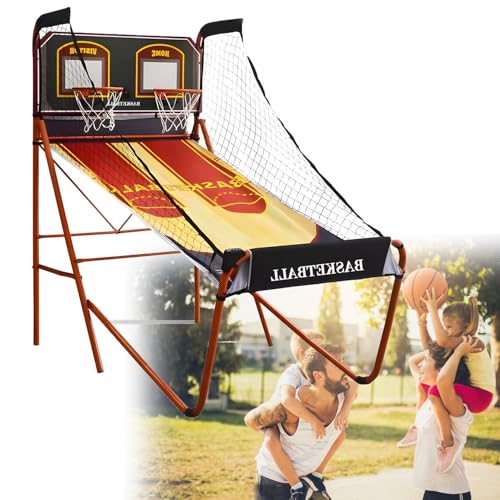 Folding Double Home Basketball Shooting Machine Rack,Double Electronic Scoring Shooting Basketball Shooting Machine,for All Sports Enthusiasts - color: B