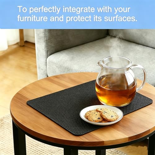 Non-Slip Pad & Non-Slip Gasket - 10 x 7.5 Inch Black Reusable Rubber Table Mat, Dishwasher Safe, Perfect for Furniture, Guitars, Walkers and Pet Bowls (Black, 10 in x 7.5 in) - color: Black
