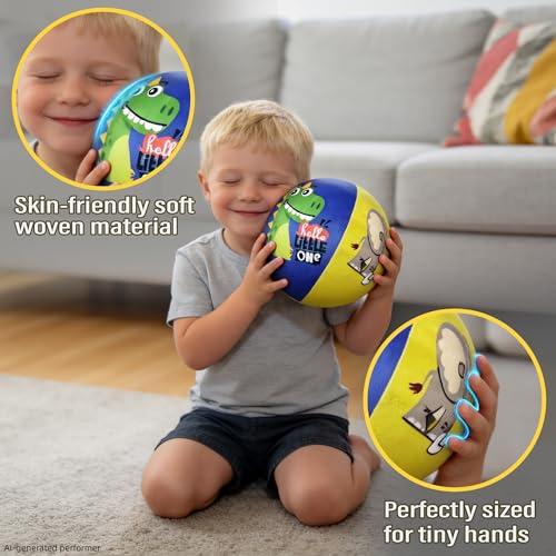 Silent Indoor Foam Soccer Ball Size 3 for Toddler 1-3 Kids 3-5, No Pump Needed, Never Flat, Wrapped with Durable Plush Fabric Small Soft Ball for Baby Little Kids First Gifts