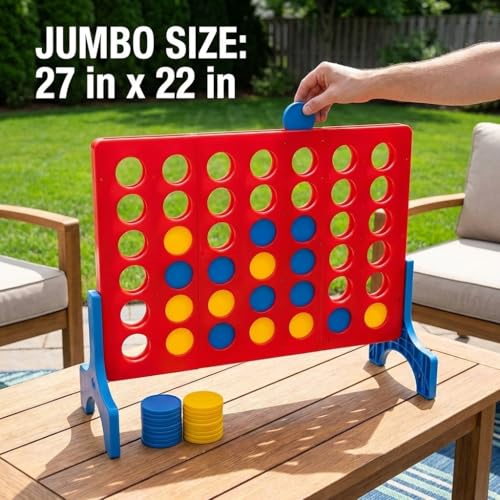 Bolaball Extra Large Giant 4 in a Row Outdoor Board Game | Giant Family Fun Lawn & Yard Games | Jumbo Outside Game for Adults & Family | Backyard Carnival Holiday Picnic Party Big Patio Games