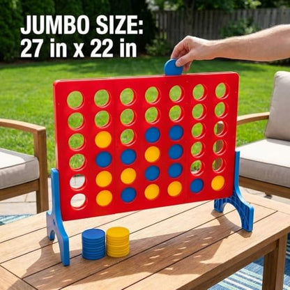 Bolaball Extra Large Giant 4 in a Row Outdoor Board Game | Giant Family Fun Lawn & Yard Games | Jumbo Outside Game for Adults & Family | Backyard Carnival Holiday Picnic Party Big Patio Games