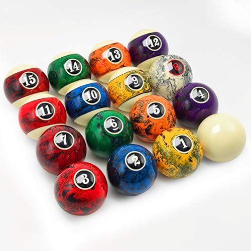 Marble Swirl Style Pool Balls Set Professional 2 1/4-Inch Billiard Balls for Pool Table Complete 16-Piece Regulation Pool Ball Set