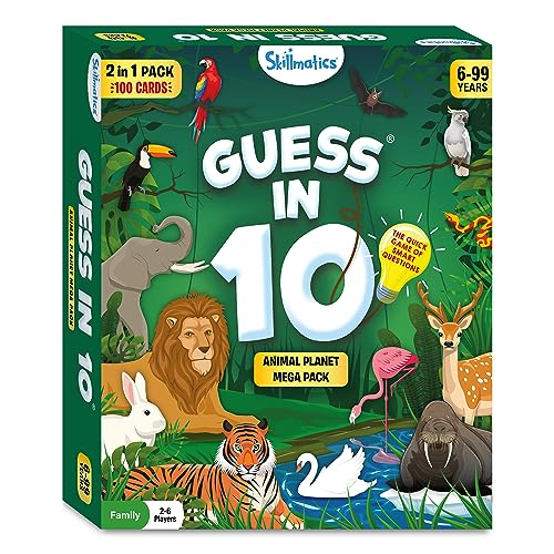 Skillmatics Guess in 10 Animals Megapack, Perfect for Boys, Girls, Kids, Teens, Adults Who Love Animal Card Games, Trivia, Travel Games, Gifts for Ages 6, 7, 8, 9, 10, and Up - style: 9. Animal Planet Mega Pack