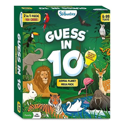 Skillmatics Guess in 10 Animals Megapack, Perfect for Boys, Girls, Kids, Teens, Adults Who Love Animal Card Games, Trivia, Travel Games, Gifts for Ages 6, 7, 8, 9, 10, and Up - style: 9. Animal Planet Mega Pack