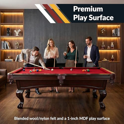 Hathaway Augusta 8 Ft Furniture Pool Table – Includes Cue Sticks, Billiard Balls – Classic Design Perfect for Family, Home, Dining, or Living Room - color: Mahogany Finish