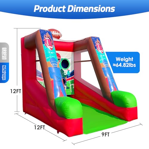 Inflatable Football Toss Game, Commercial Grade PVC Football Target Toss with Air Blower, 3-Target Scoring Inflatable Carnival Game for Outdoor Fun, Home & Rental Use - style: Football