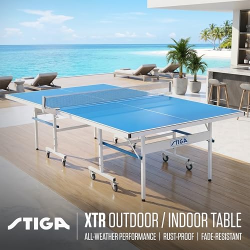 STIGA Outdoor Table Tennis Table – All-Weather Waterproof Aluminum Ping Pong Table with Net & Post, QuickPlay Assembly, 108" L x 60" W x 30" H - style: XTR