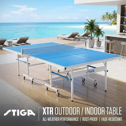 STIGA Outdoor Table Tennis Table – All-Weather Waterproof Aluminum Ping Pong Table with Net & Post, QuickPlay Assembly, 108" L x 60" W x 30" H - style: XTR