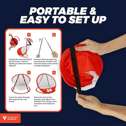 Vitality Sports Golf Chipping Net, 3PCS Pop-Up Golf Practice Net for Backyard, Indoor Outdoor Chipping Game with 3 Targets, 1 Hitting Mat, 20 Balls, Tee Box - style: Golf Nets