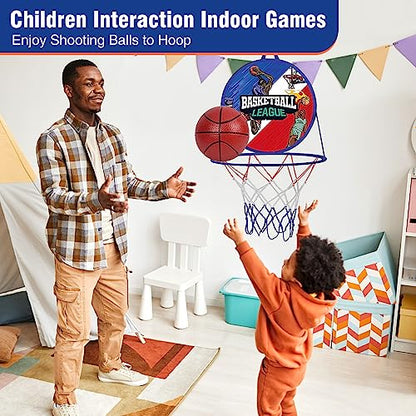 2 in 1 Basketball Hoop Indoor & outdoor with Dart Board for Kids,14" Foldable Dart Board with Sticky Balls and Mini Basketball Hoop, Party Birthday Gifts Toy for 2 3 4 5 6 7 8 9 10 Year Old Boys Girls