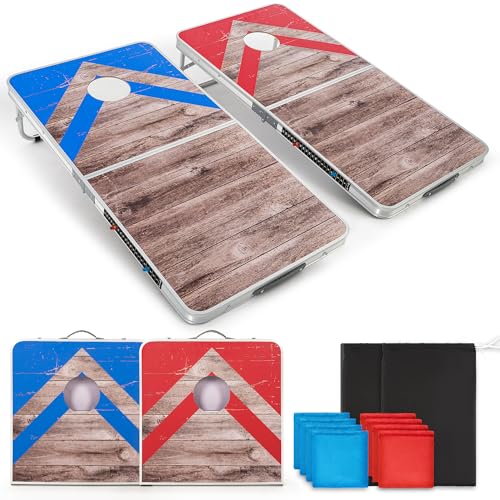 ropoda Cornhole Board Set with Score Sheet, 4×2/3×2 FT Regulation Size Corn Hole Games for Adults with Lightweight Aluminum Alloy Edging, Yard/Outdoor/Backyard Games - size: 4×2 FT