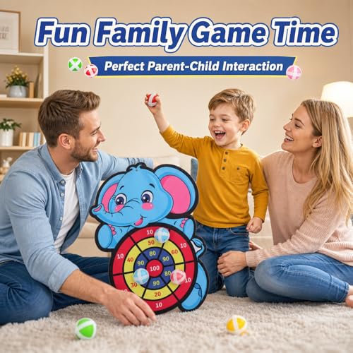Sticky Ball Dartboard Elephant Design Self-Adhesive Surface for Family Indoor Outdoor Play and Throwing Target Games, Blue Elephant - size: One Size