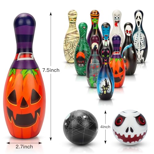 Halloween Games Bowling Set for Kids Party Supplies, Pins and Balls for Family Indoor Outdoor Games, Party Favors - style: Style A