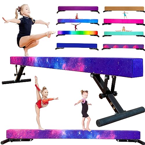 MARFULA Adjustable Balance Beam 8 ft Gymnastic Beam Adjustable Height for Kids and Teenage of All Gymnastic Levels, Gymnastic Training Beam Gymnastic Equipment for Athlete Home and Gym Club Use - color: Magic Star (Height: 9" - 17"), size: Height: 9 inch