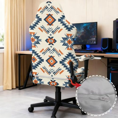 Aztec Southwest Print Computer & Gaming Chair Slipcover Breathable Stretchable Game Chair Cover with Armrest Covers Easy to Install for Swivel Rotating Chairs - color: Brown - Aztec Southwest