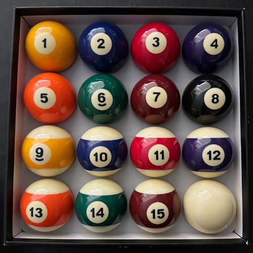 Billiard Balls Set 2-1/4 Inch Regulation Size, 16-Piece Premium Resin Pool Balls for Professional & Home Pool Table Replacement, Tournament Standard Billiard Balls(16 Resin Balls) New Grade A Crystal - style: Small Characters-White circle