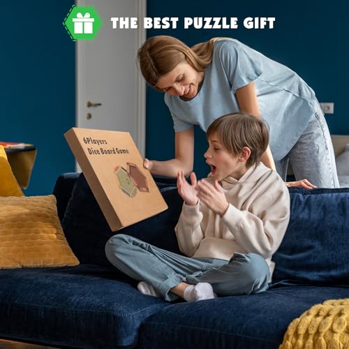 Shut The Box Game Large for 6 Players, 15 inch Wooden Board Table Math Game with 16 Dice and Instructions, Classics Close The Box Board Game - size: 14.99 INCH