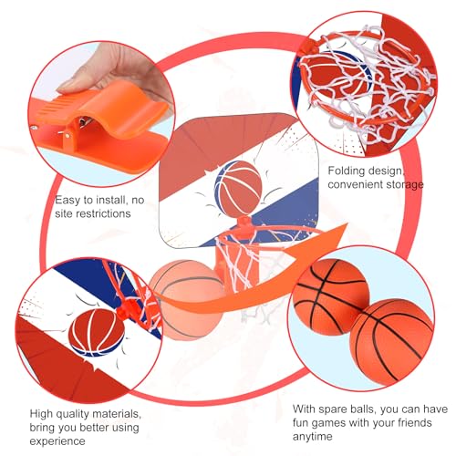 Honoson 3 Sets Indoor Trash Can Basketball Game Set Includes 3 Mini Clip on Basketball Hoop with Backboard 6 Inflatable Ball Pump Office Decompression Toy Birthday Gift Back to School (Fashion) - color: Fashion