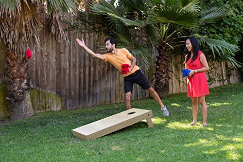 Solid Wood Regulation Cornhole Set 4 Feet x 2 Feet Includes Set of 8 All-Weather Bags, Carrying Case and Bag Satchel with Optional LED Lights and Scorekeeper