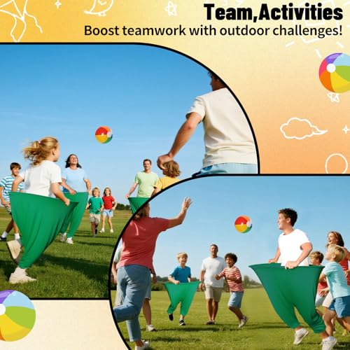 7 Pcs Granny Pants Yard Game Set – Large & Small Pants with 4 Bouncy Balls and 1 Air Pump,Fun Parent-Child Outdoor Game for Family Reunion, Group Parties & Backyard Activities - color: Green