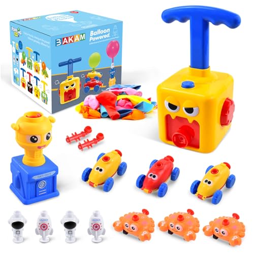 BAKAM Toddler Toys 3-4 for Boys Girls, Balloon Launcher & Powered Car Set, Fun Toddlers STEM Toy Balloon Pump Cars Racer Kit for Kids 3-5 (Monster) - style: Monster