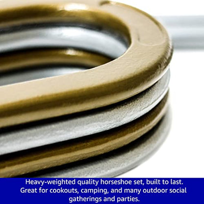 Pro Horseshoe Set - Powder Coated Steel with Carry Case by Trademark Innovations - color: Gold and Silver