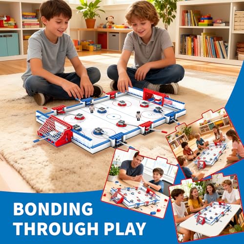 Ice Hockey Building Set, STEM Toys for Kids Ages 6-12, 8 Hockey Player Figures & Arena for Hockey Match Tabletop Battle Game, Sports Construction Kit, Compatible with Standard Bricks