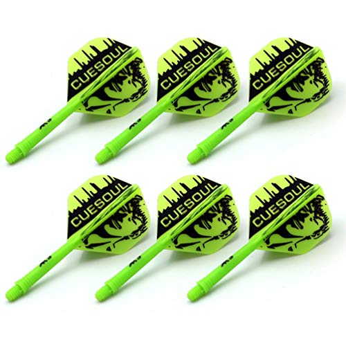 CUESOUL 6 Pieces ROST Integrated Dart Shaft and Flights - color: Shaft Length 28mm-Standard Shape-Green Cool Man