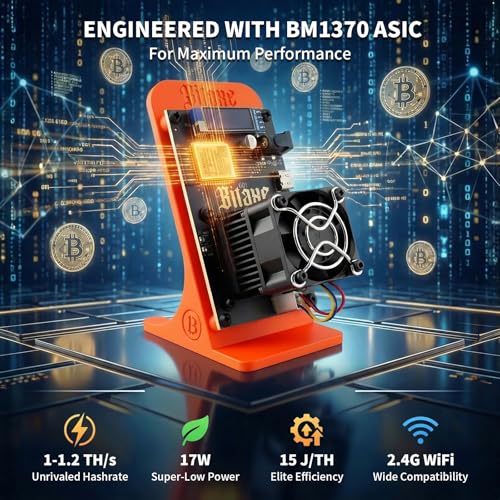 Bitaxe Gamma 601 Bitcoin Miner 1.2TH/s ASIC BM1370 Chip Solo Lottery BTC Miner 18W Low Power Consumption and OLED Display for Home Mining Orange - color: Orange