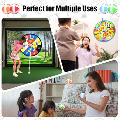 Sticky Balls for Fabric Dart Board,1.33" Non-Toxic Hook and Loop Wiffle Golf Balls,Safe Alternative to Darts for Indoor Outdoor Throwing Play,Party Family Toys with Storage Bag