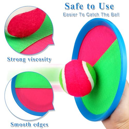 Toss and Catch Ball Set, Paddle Catch Ball and Toss Game for Kids, Great Beach Games/Backyard Games/Outdoor Games for Kids and Family - size: 4 Paddles, 4 Balls