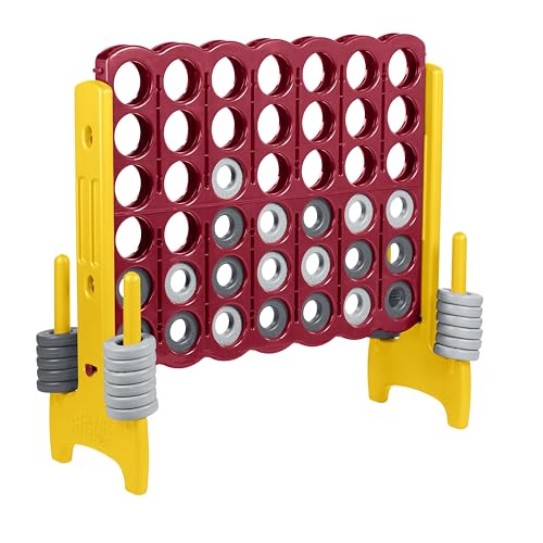 ECR4Kids Jumbo 4-to-Score Giant Game with 42 Rings and Reset Sliders, Kids Games, Cardinal, Gold - color: Cardinal/Gold