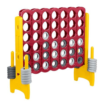 ECR4Kids Jumbo 4-to-Score Giant Game with 42 Rings and Reset Sliders, Kids Games, Cardinal, Gold - color: Cardinal/Gold