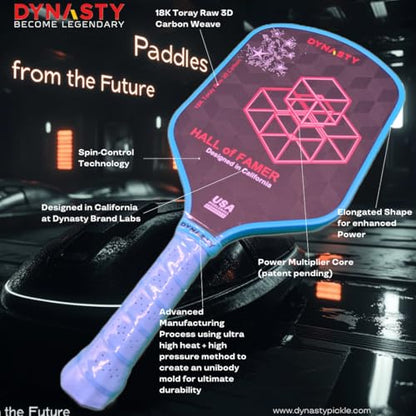 Dynasty Heavyweight/Feather T700 Triple-Layer Raw Carbon Fiber + Friction Surface 16mm Aero *Gen 3.5 All-Court Power Pickleball Paddle* / Hall of Famer 18K *Control+Spin* - color: Hall of Famer 18K Red Crimson