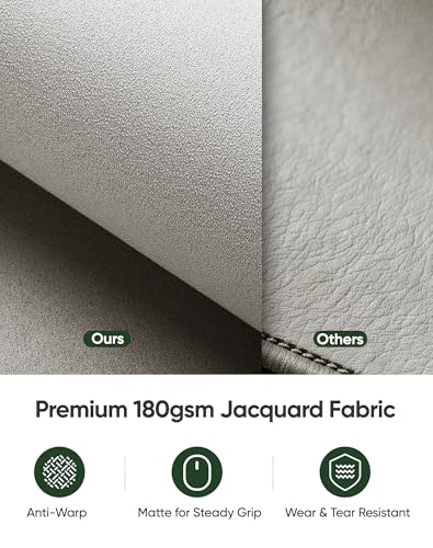 ALOANES Beige Waterproof Desk Mat, Large Mouse Pad with Extended Mouse Mat, with Anti Slip Base, Stitched Edge, Grain Jacquard Surface, Perfect for Gamer, Office& Home XL (31.50"x11.81"x0.12") - color: 01- Pro Beige, size: XL(31.5" x 11.8")