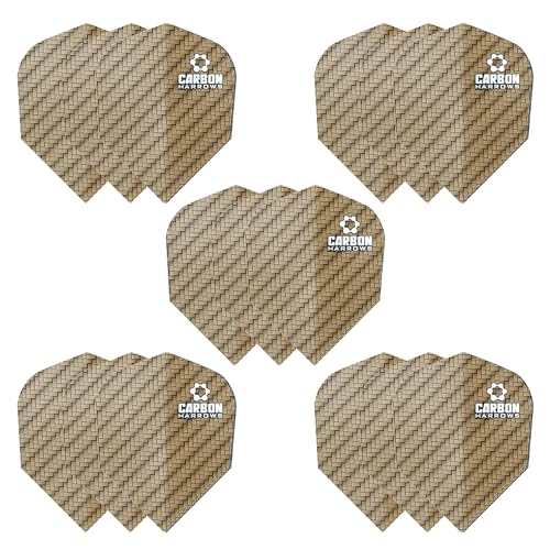 Harrows Carbon Dart Flights | 5 x Sets Darts Flights (15 Flights Total) I 100 Micron Dart Flights I Premium Extra Strong Made in UK I Professional Darts Accessories I Gold Dart Flights - color: Gold