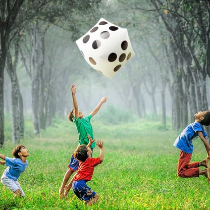 Novelty Place 13" Jumbo Inflatable Dice, Pack of 2, White and Black Giant Dice for Indoor and Outdoor Broad Game, Ludo and Pool Party