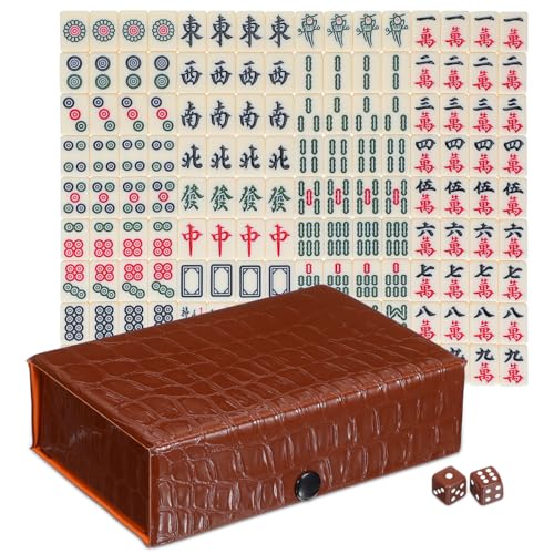 DOITOOL Mini Mahjong Tiles Set, 146pcs Chinese Mahjong Game Set Numbered Mini Size Tiles with Carrying Travel Case for Travel-Friendly Family Gathering and Leisure Activities