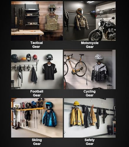 OneTigris Motorcycle Helmet Holder Wall Mount, Tactical Gear Holder with Helmet Stand and Plate Carrier Hanger, Solid Wood Wall Rack Organizer & Display for Police, Football, Cycling Gear - color: Sapele