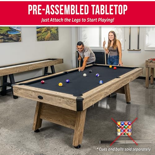 GoSports 7 and 8 ft Pool Tables with Wood Finish - Gray, Black, or Green Felt - Billiards Game Room Table for Adults & Family - Accessories Not Included - style: 8 ft Black