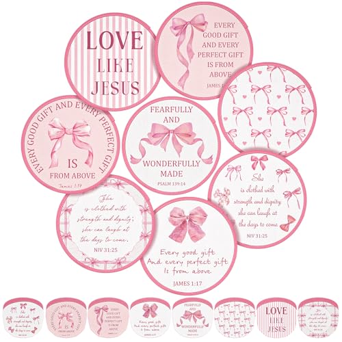Gejoy 24 Pcs Pink Bow Foldable Fan Style Summer Flower Handheld Round Folding Flying Disc for Women Man Daily Use Festival Wedding Party Favors Decorations Portable, 8 Style - color: Pink Bow
