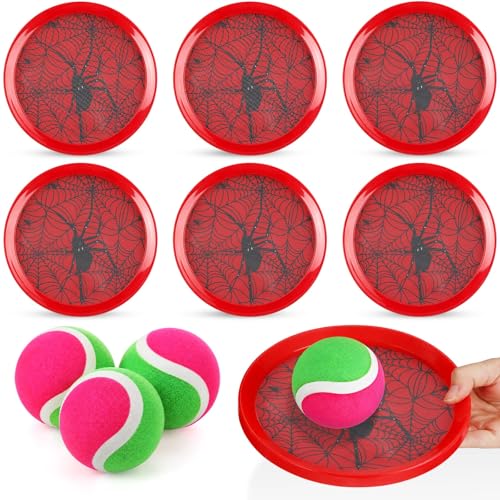 Arrowbash Toss and Catch Ball Game for Kids, 6 Paddles and 4 Sticky Balls, Toddler Baseball Glove & Catch Ball Toys Beach Outdoor Toys Birthday Gift Set for Ages 5 6 7 8-12(6 Pcs,Spider) - style: Spider
