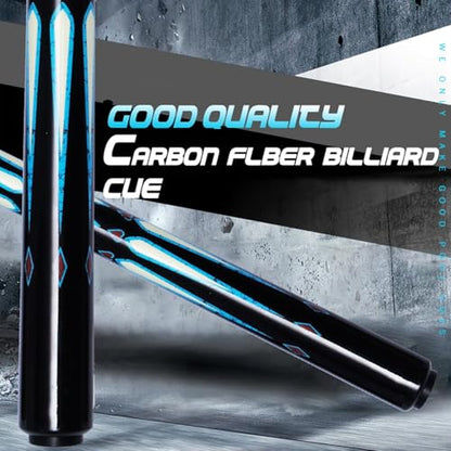 Carbon Fiber Pool Cue – 12.9mm, 14mm and 12.4mm, 2-Piece Billiard Cue Stick for Women/Men, Professional Break Cue for Snooker, 8-Ball, 9-Ball, Home & Club Use - color: Blue