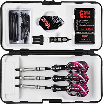 Viper Grim Reaper 80% Tungsten Soft Tip Darts with Storage/Travel Case - size: 18 Grams, style: Fine Knurling
