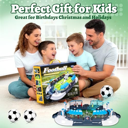 Mini Foosball Table for Kids, Tabletop Soccer Game with Light Up Scoreboard, Portable Family Party Game for Boys and Girls Ages 3-12