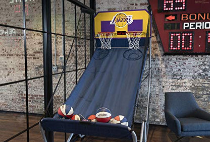 Pop-A-Shot - Home Dual Shot Arcade Basketball Game with NBA Graphics l Sensor Scoring l 16 Game Modes l 7 Balls l Foldable Storage l for All NBA Fans - style: Los Angeles Lakers