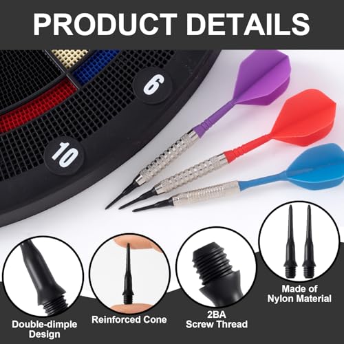 2BA Thread Plastic Tip Dart Points, Darts Plastic Tip, Soft Tip Darts - color: Black,Style 2